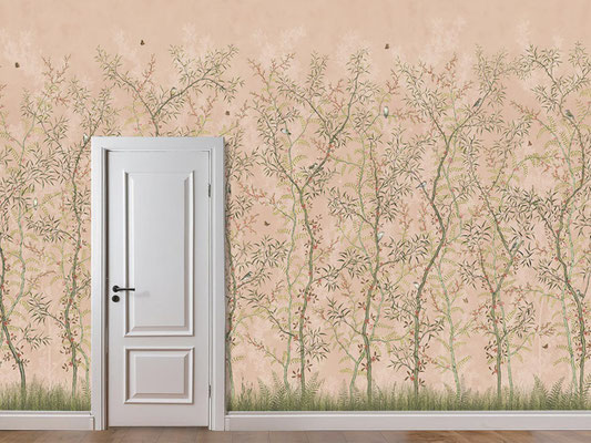 Oriental Dutch; handpainted wallpaper; handgeschilderd behang