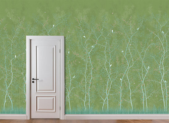 Oriental Dutch; handpainted wallpaper; handgeschilderd behang
