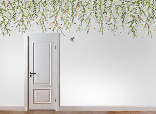 Hanging Garden; handpainted wallpaper; handgeschilderd behang