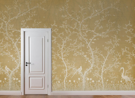 Chinoiserie; handpainted wallpaper; handgeschilderd behang