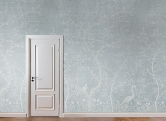 Chinoiserie; handpainted wallpaper; handgeschilderd behang
