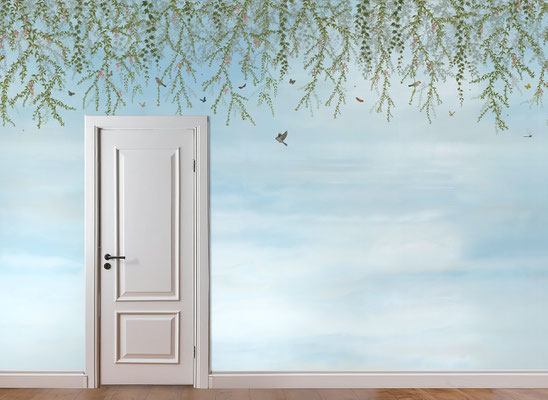 Hanging Garden; handpainted wallpaper; handgeschilderd behang