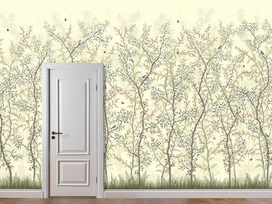 Oriental Dutch; handpainted wallpaper; handgeschilderd behang