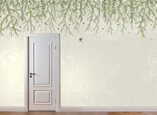 Hanging Garden; handpainted wallpaper; handgeschilderd behang