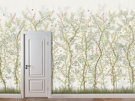 Oriental Dutch; handpainted wallpaper; handgeschilderd behang 