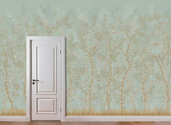 Oriental Duitch; handpainted wallpaper; handgeschilderd behang