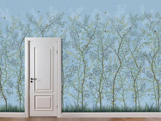 Oriental Dutch; handpainted wallpaper; handgeschilderd behang