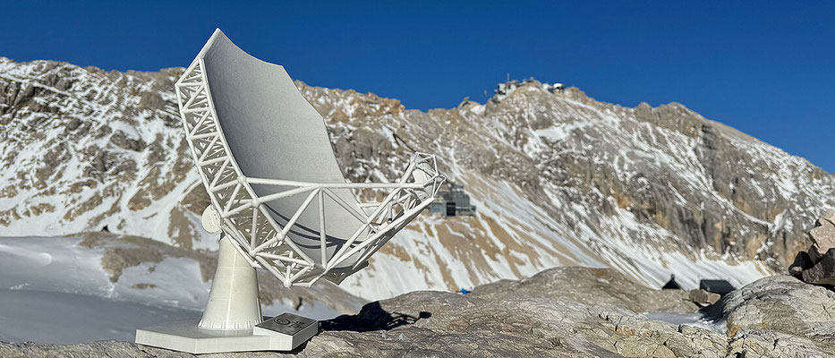 Modell des Wetterstein Millimeter Teleskops (mtex Antennentechnik / Univ. Würzburg)