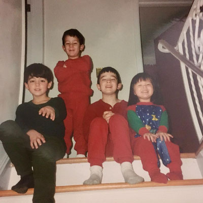 The boys and Maya are all eagerly waiting to come downstairs to find their gifts under the Christmas tree. Memory shared by Kiyoko Kibbel.