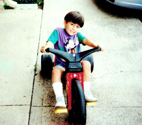 Joe riding his Big Wheel in Dallas.