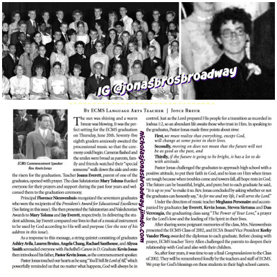 Kevin's 8th grade (middle school) graduation, summer 2002. Kevin Sr., in his pastor position, made a speech at the gradiation.