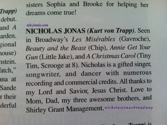 Nick's bio - credit Meg's personal playbill