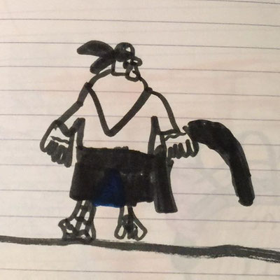 Joe's "Picture I drew when I was in the 1st grade of a turkey who learned karate", 1996.