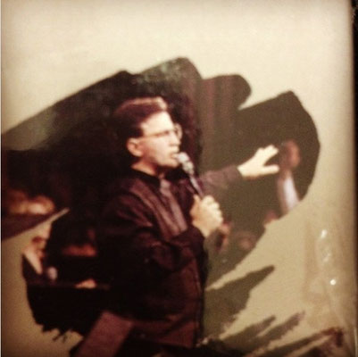 Kevin leading worship at CFNI, back in 1996.