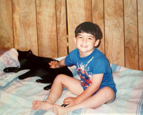 Joe and a black cat.