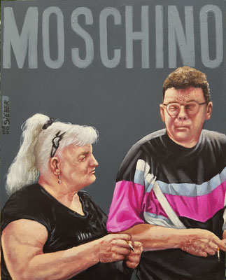 Gemälde 669,MOSCHINO Vol 1,Acryl auf Hartfaserplatte ,2020,30 x 24 cm