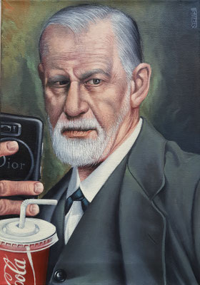 Gemälde 838, SELFIE HERR F ( Sigmund Freud) Acryl auf Leinwand,2024, 50 x 35 cm