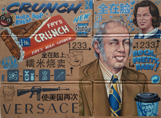 Gemälde 754,CRUNCH, Acryl auf Verpackungskarton,2022,60 x 80 cm