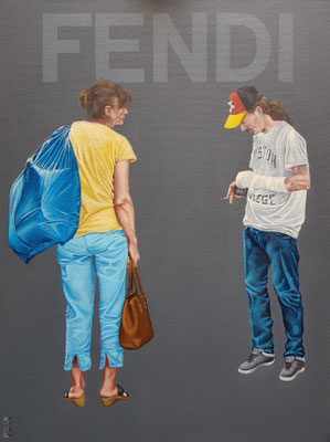 Gemälde 627,FENDI, Acryl auf Hartfaserplatte,2019, 60 x 80 cm