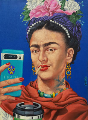 Gemälde 836, SELFIE SENORA K. (Frida Kahlo ) Acryl auf Leinwand,2024, 55 x 40 cm