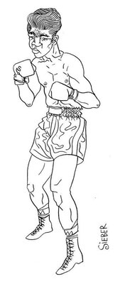Zeichnung 44  Boxer 1  Tusche auf Karton ,2006, 30 x 40 cm