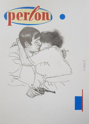 A508, PERLON , Graphit, Tusche, Acryl auf Karton, 2024, 42 x 30 cm