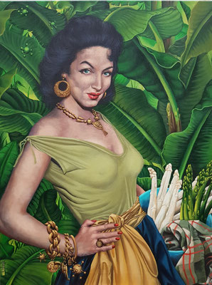 Gemälde 610, Dschungel Spargel, Acryl auf Leinwand, 2019,60 x 80 cm      