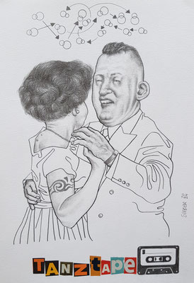 A560, TANZTAPE 11, Graphit, Tusche, auf Karton, 2024, 42 x 30 cm