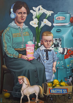 Gemälde 586, Bubble up  Acryl /  Öl auf   Leinwand   2018 , 65 x 90   cm