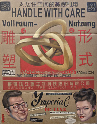 Gemälde 902, IMPERIAL , Acryl auf Verpackungskarton,2026, 56 x 45 cm