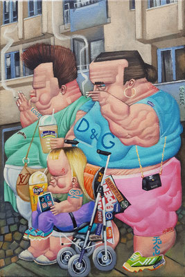 Gemälde 766,MÜTTER,  Acryl / Mix Media auf Leinwand ,2023, 45  x 30 cm