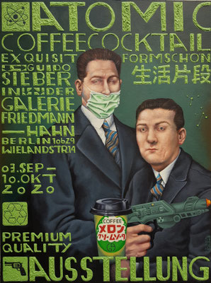 Gemälde 662, ATOMIC COFFEE COCKTAIL, Acryl auf Hartfaserplatte,2020,60 x 80 cm     