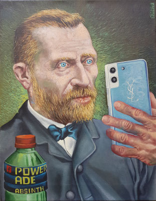 Gemälde 832, SELFIE HEER v G. ( Vincent van Gogh) Acryl auf Leinwand,2024, 50 x 39 cm