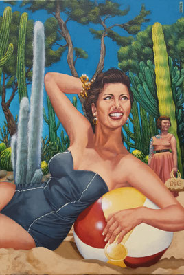 Gemälde 801,KAKTUSLAND,Acryl auf Leinwand, 2024, 90 x 61 cm