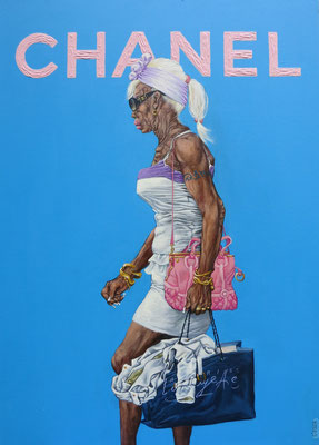 Gemälde  476, CHANEL , Acryl auf Hartfaserplatte,2016, 50 x 70 cm   