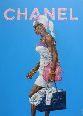 Gemälde  476, CHANEL , Acryl auf Hartfaserplatte,2016, 50 x 70 cm   