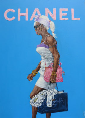 Gemälde  476, CHANEL , Acryl auf Hartfaserplatte,2016, 50 x 70 cm   