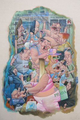 Gemälde 534 In der Zone, Acryl / Kreide auf Leinwand, 2016, 40 x 60 cm 