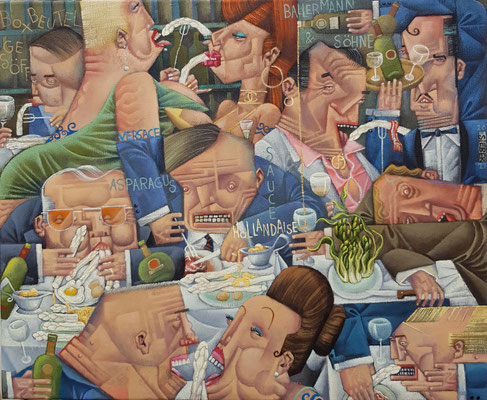 Gemälde 692,SPARGELSAUCE , Acryl auf Leinwand, 2021,45 x 55  cm  