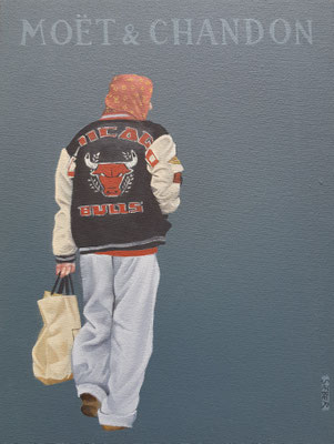 Gemälde 861,MOET CHANDON Vol 2, Acryl auf Hartfaserplatte,2025, 40 x 30 cm