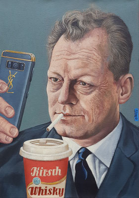 Gemälde 890, SELFIE HERR B.(Willy Brandt) Acryl auf Leinwand,2025, 50 x 35 cm