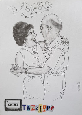 A561, TANZTAPE 12, Graphit, Tusche, auf Karton, 2024, 42 x 30 cm
