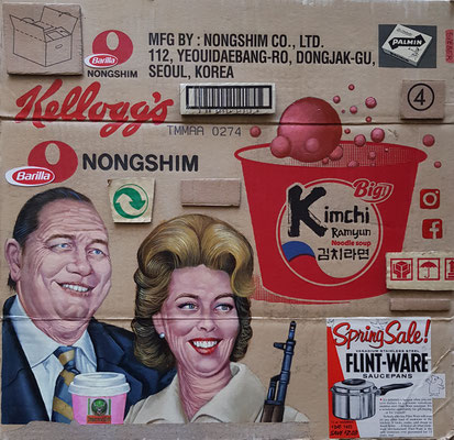Gemälde 872, SPRING SALE, Acryl auf Verpackungskarton,2025, 50 x 52 cm
