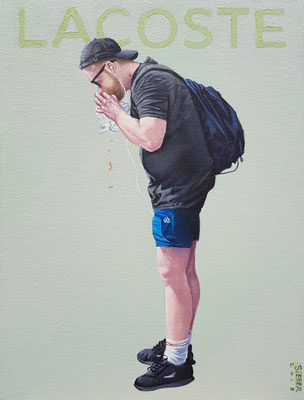  Gemälde 600, LACOSTE  ,Acryl auf Hartfaserplatte,   2018 , 40x 30 cm