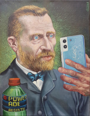 Gemälde 832, SELFIE HEER v G. ( Vincent van Gogh) Acryl auf Leinwand,2024, 50 x 39 cm 