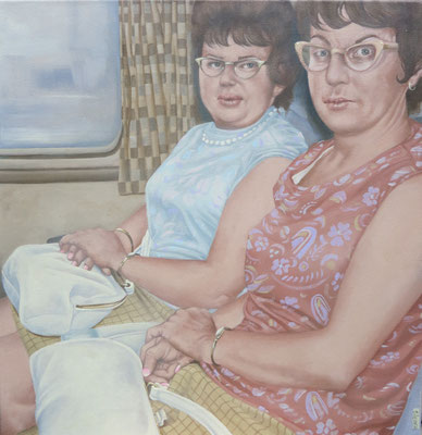 Gemälde 575  Zwei Ladies,  Acryl auf Leinwand, 2017, 50 x 52 cm