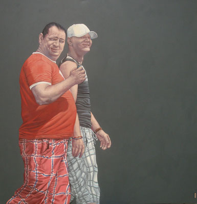 Gemälde 434  Karierte Jungs Acryl auf Leinwand,2013, 165 x 175 cm         