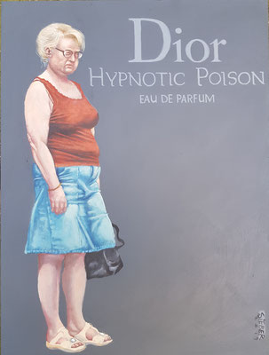 Gemälde 636,DIOR HYPNOTIC POISON, Acryl auf Hartfaserplatte,2019, 30 x 40 cm