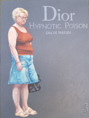 Gemälde 636,DIOR HYPNOTIC POISON, Acryl auf Hartfaserplatte,2019, 30 x 40 cm       