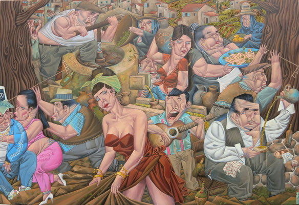 Gemälde     521. Olivenernte , Acryl auf Leinwand,2016, 80 x 116 cm